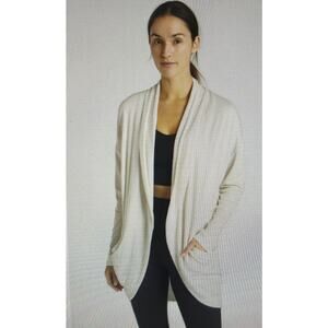 Athleta Cocoon Wrap Cardigan Womens XL Cream Long Sleeve Open Front pockets